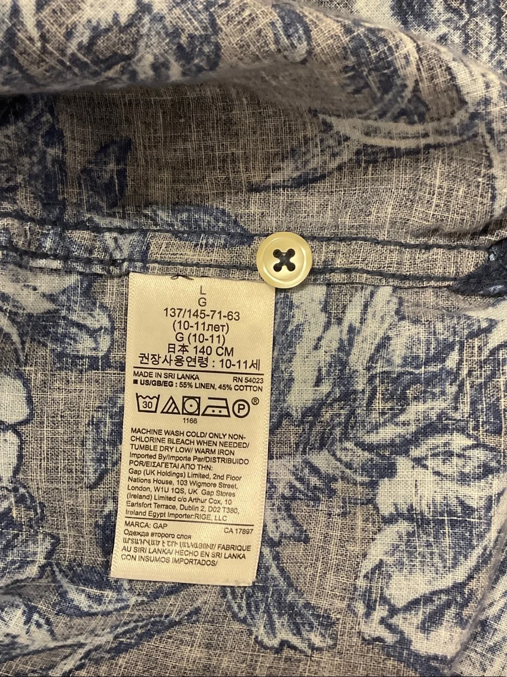 GAP Navy Floral Short-Sleeve Button-Down Shirt